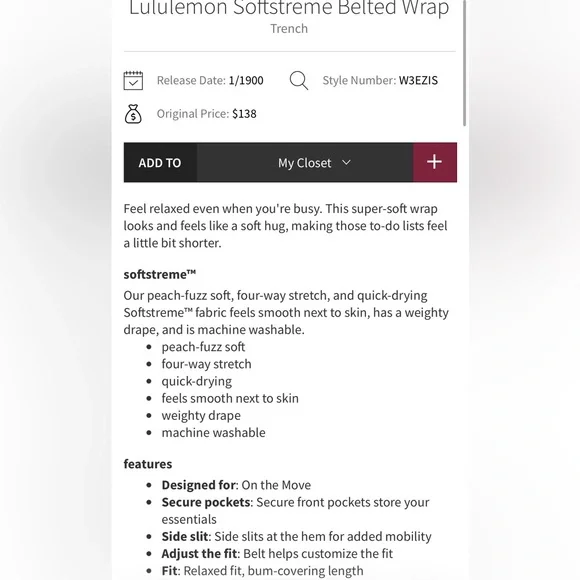 lululemon Softstreme Belted Wrap Jacket - Picture 11 of 11